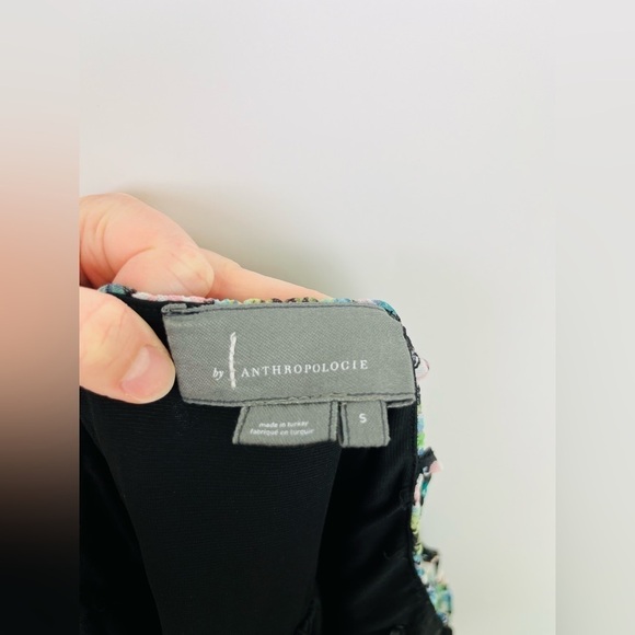 Anthropologie Mesh Floral Ruffle Peplum Crop Top - Picture 4 of 7